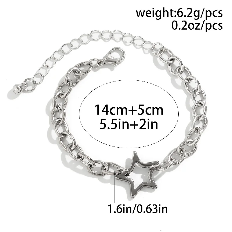 tennis bangles for women-Streetwear Geometric Star Titanium Steel Iron Women's Bracelets