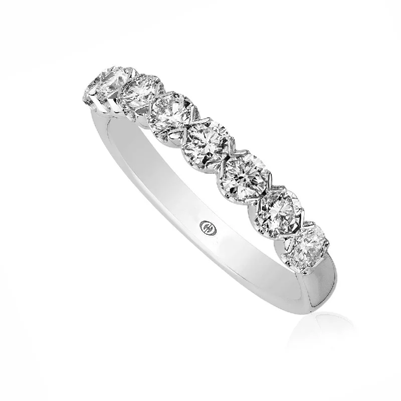 halo sapphire engagement rings for women-Round Diamond Partway Wedding Band