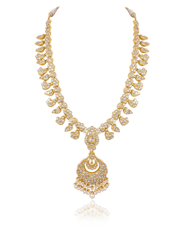 moonstone necklaces for women-Dhruvi Polki Long Necklace