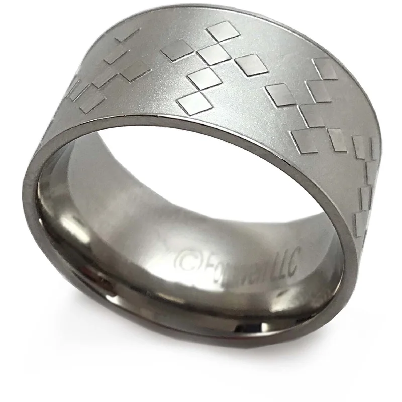 sapphire rings for women-Cross Ring Pixel Design Wide Mens Band