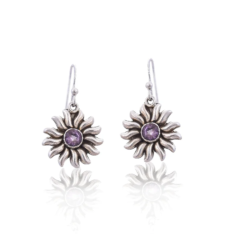 gold-plated dangly earrings for women-Silver Mountain 925 Silver Amethyst Earring