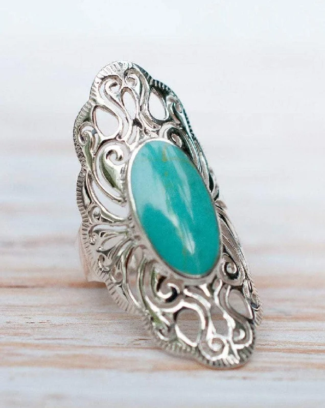 sterling silver rings for women-Turquoise Ring ~ Sterling Silver 925 ~  MR137