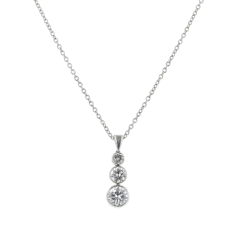 coin necklaces for women-14K White Gold Diamond Drop Pendant Necklace