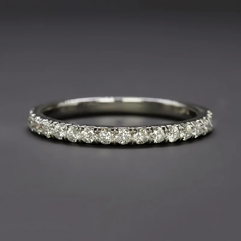 wedding engagement rings with diamonds for women-DIAMOND WEDDING BAND STACKING RING 1/3ct PLATINUM NATURAL THIN DAINTY CLASSIC