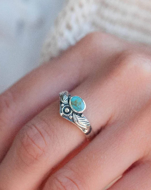 cocktail rings for women-Turquoise Ring ~ Sterling Silver 925 ~ MR133