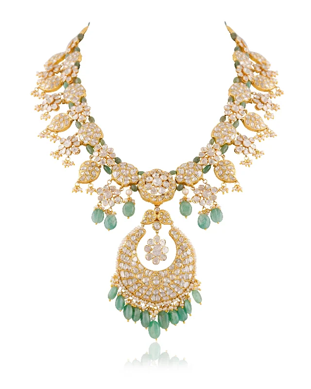 contemporary necklaces for women-Adhira Polki Long Necklace