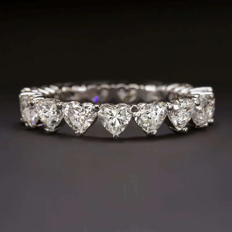 unique design engagement rings for women-3 CARAT HEART SHAPE DIAMOND WEDDING BAND ETERNITY RING WHITE GOLD STACKING 3ct