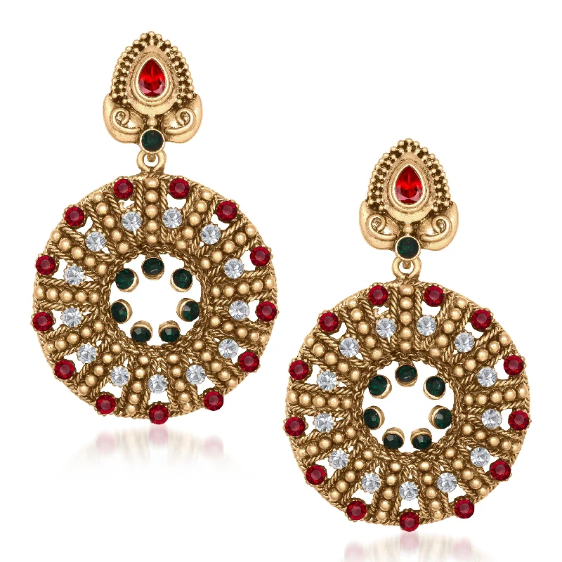 cubic zirconia earrings for women-Amina Creation Gold Plated Dangler Earrings