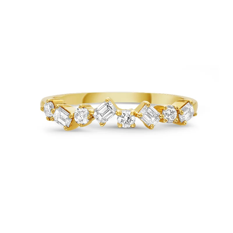 platinum rings for women-Alternating Diamond Band