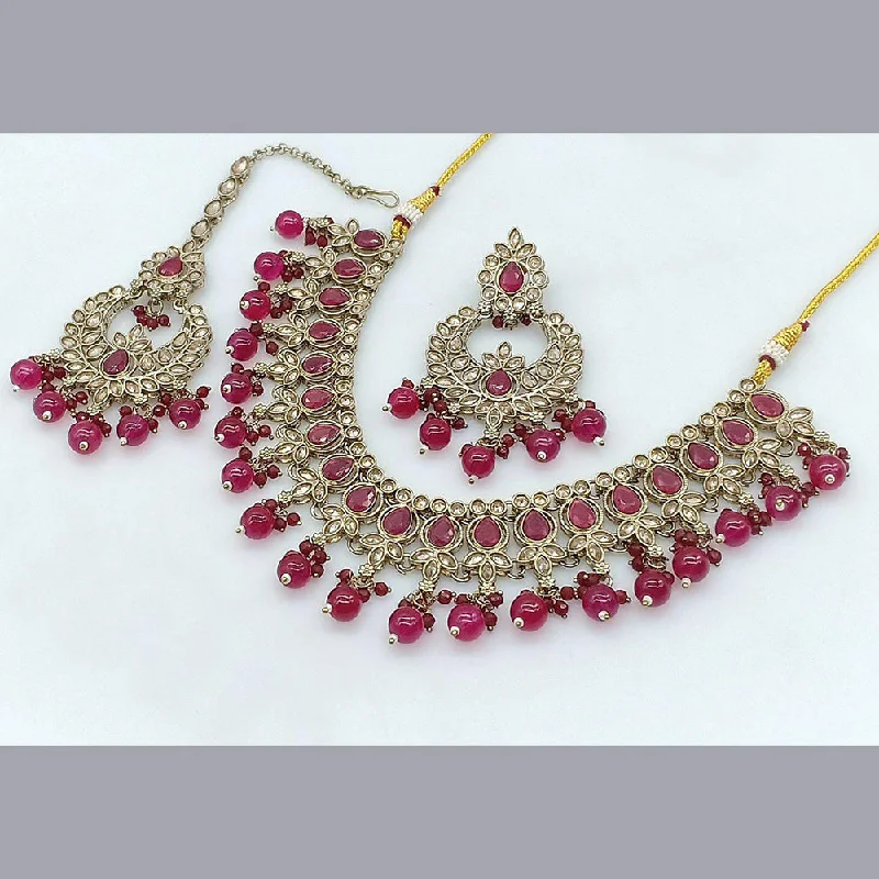 diamond necklaces for women-Pooja Bangles Gold Plated Crystal Stone Necklace Set