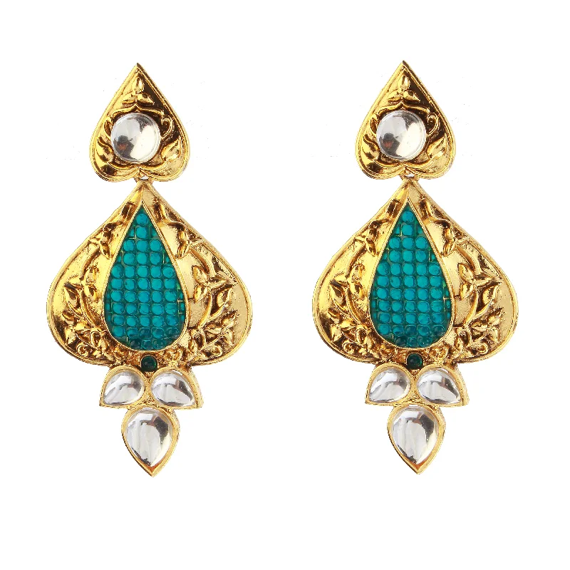 pearl drop earrings for women-Amina Creation Gold Plated Dangler Earrings