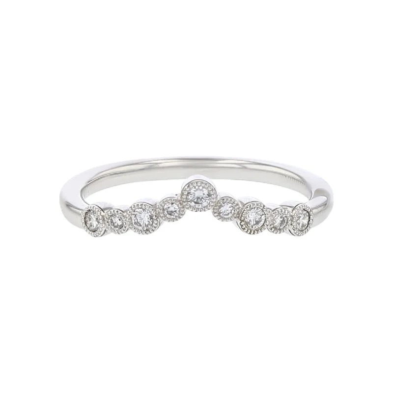 affordable diamond engagement rings for women-Bubble Milgrain Diamond V Wedding Band