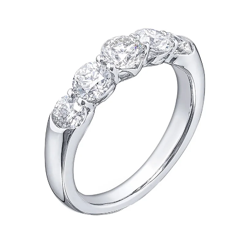 large solitaire engagement rings for women-Platinum 5 Stone Diamond Wedding Band