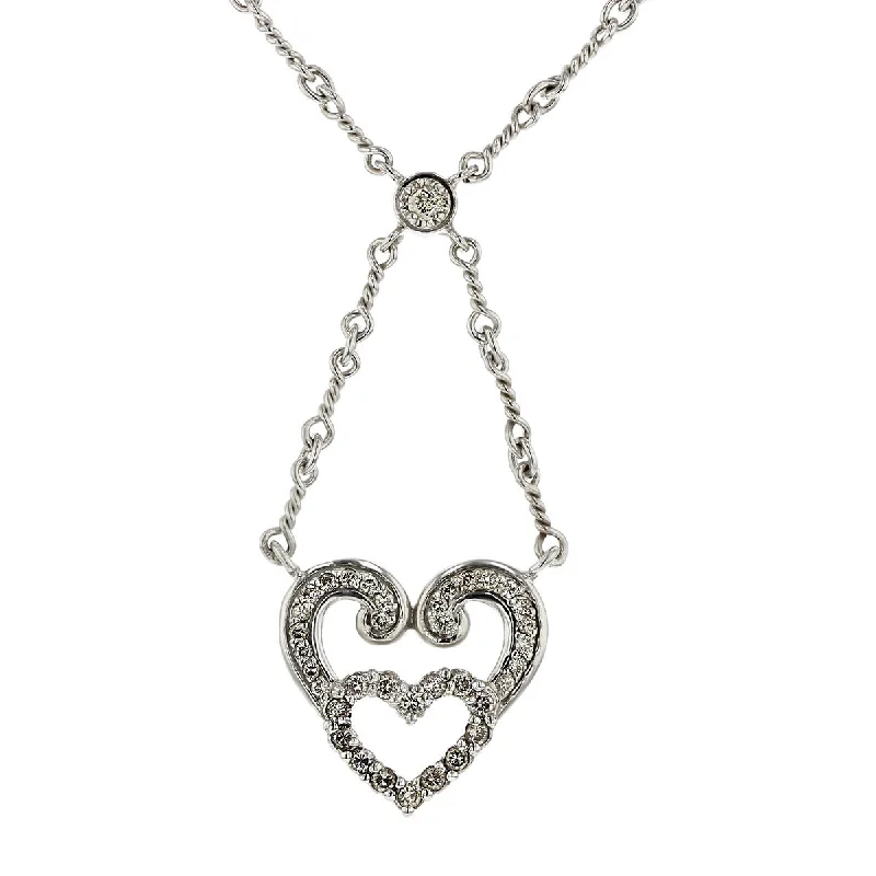 simple necklaces for women-14K Gold Diamond Open Heart 16-Inch Necklace