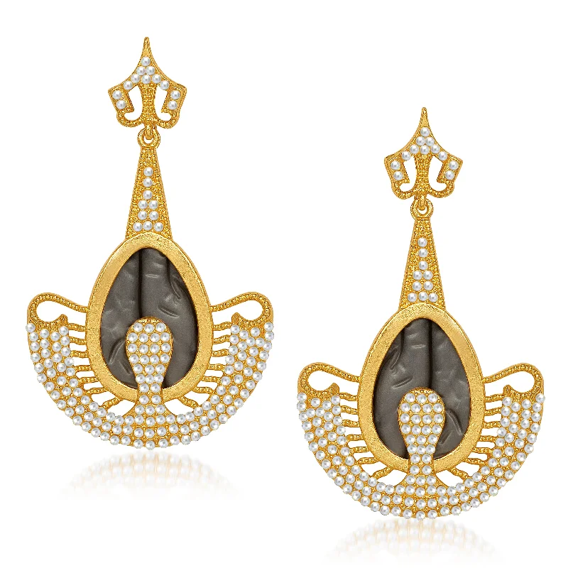 diamond drop earrings for women-Amina Creation Gold Plated Dangler Earrings