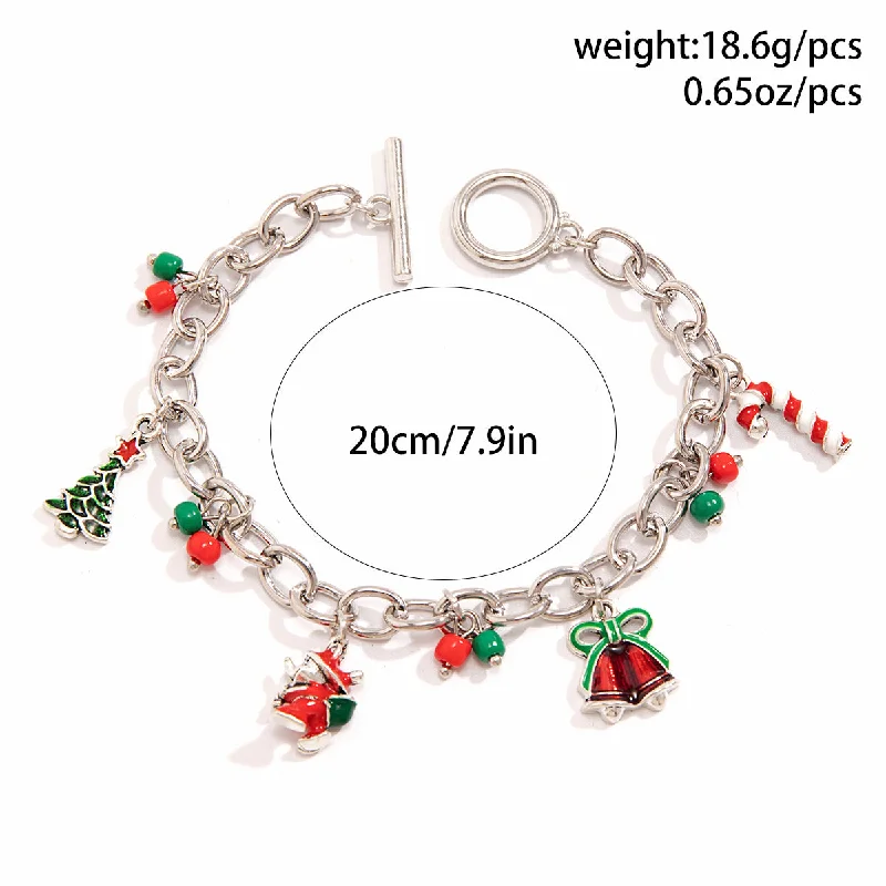 zirconia bangles for women-Cartoon Style Simple Style Christmas Tree Bell Alloy Enamel Iron Buckle Enamel Women's Bracelets