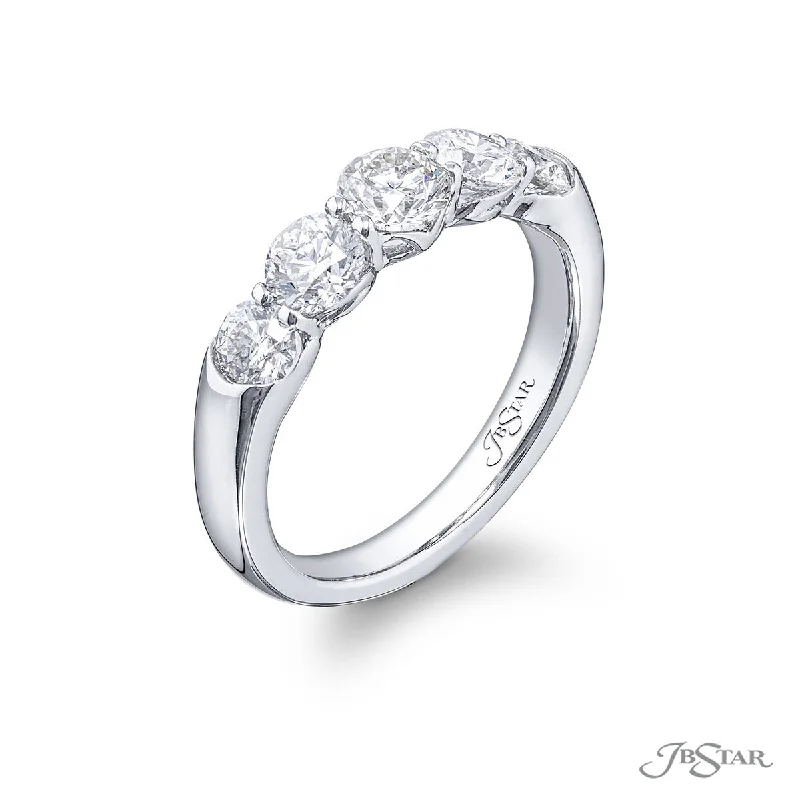 double band engagement rings for women-Platinum 5 Stone Diamond Wedding Band