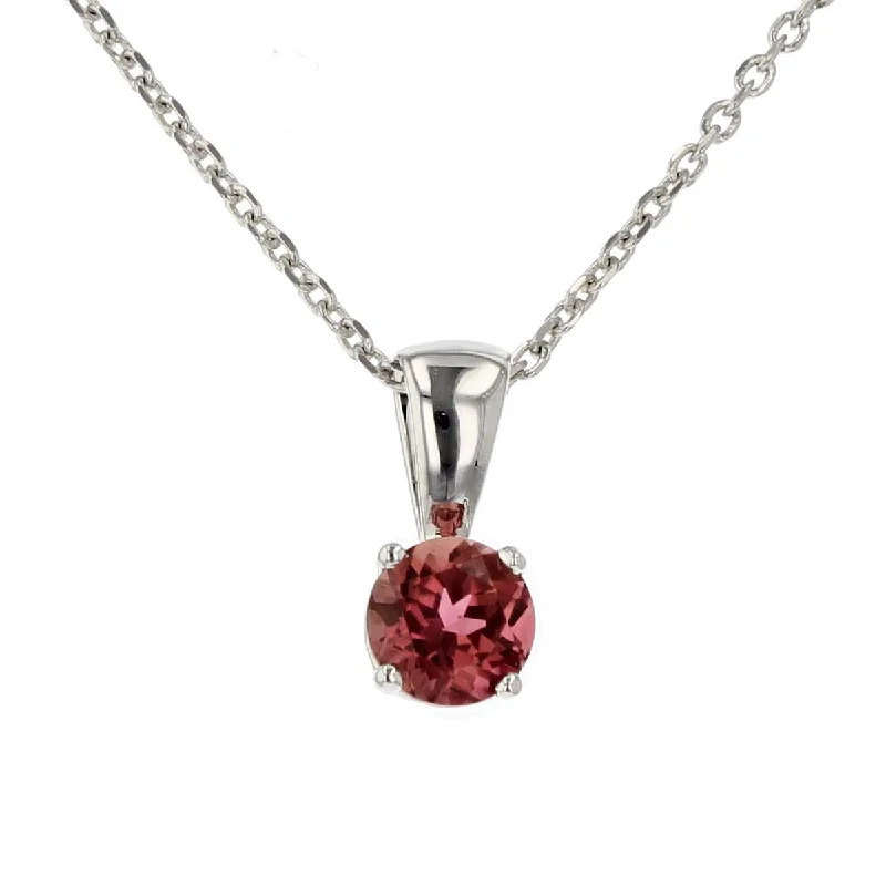 bar necklaces for women-14K White Gold Pink Tourmaline Pendant Necklace