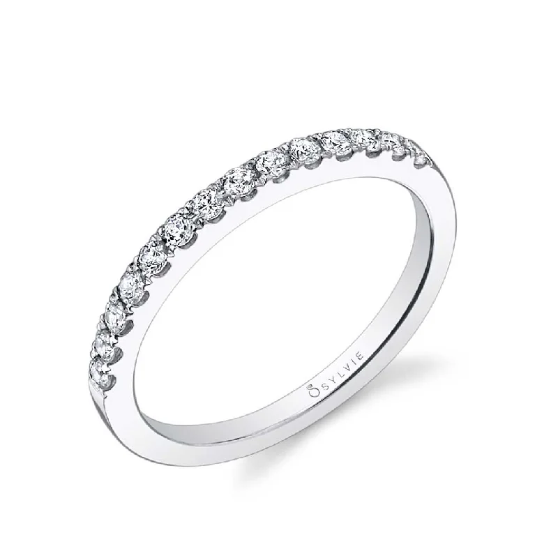 halo diamond engagement rings for women-Sylvie Classic Wedding Band BSY697