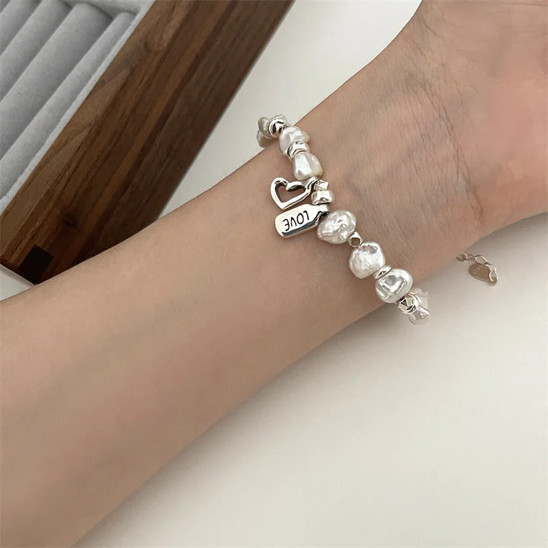 stylish bangles for women-Simple Style Commute Heart Shape Imitation Pearl Beaded Women's Bracelets