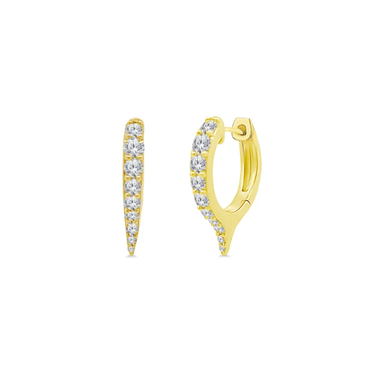 birthstone earrings for women-Diamond Spike Huggies