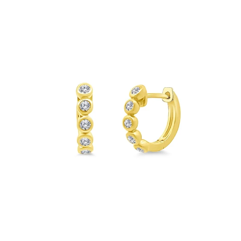 elegant earrings for women-Diamond Bezel Huggies