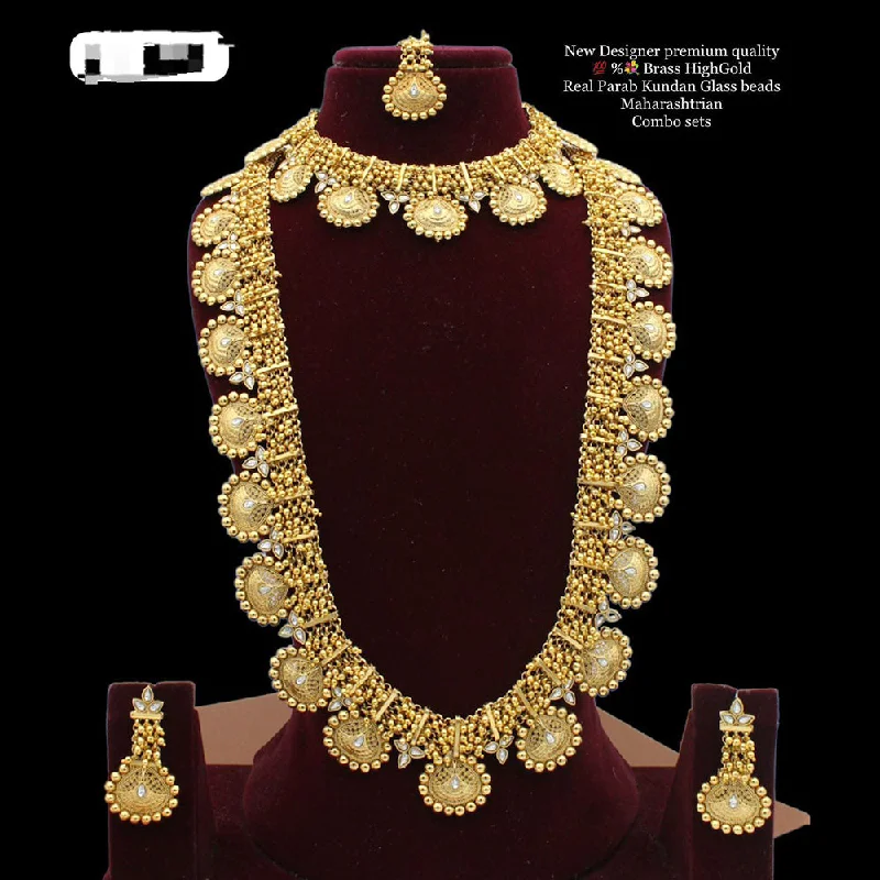 heart necklaces for women-Manisha Jewellery Gold  Plated Kundan Double Necklace Set