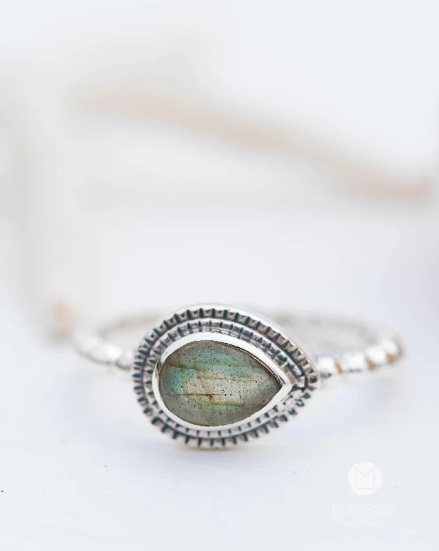 luxury wedding rings for women-Tulum Rainbow Labradorite Ring ~ Sterling Silver 925 ~ MR257