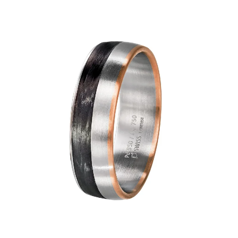 modern diamond engagement rings for women-Palladium, Gold and Carbon Fiber Wedding Band