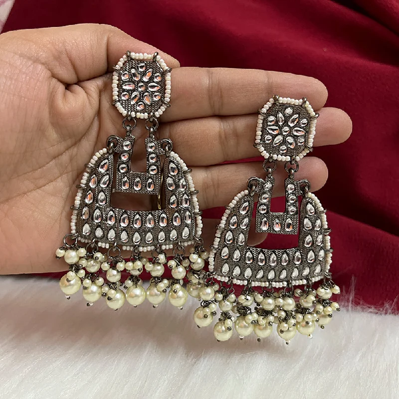 gold earrings for women-Shringarstreet Gold Plated Kundan Stone Dangler  Earrings