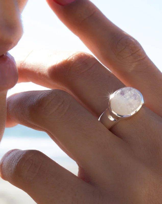 classic rings for women-Moonstone Ring ~ Sterling Silver 925 ~MR156