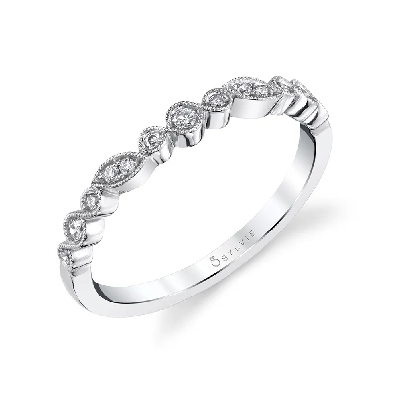 promise rings for women-Sylvie Stackable Wedding Band B0078