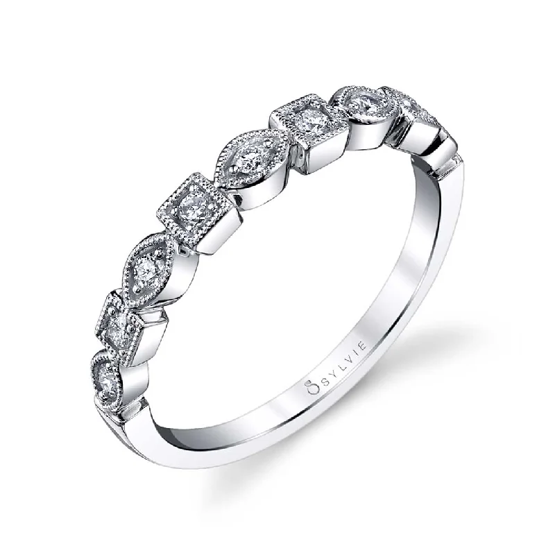 wedding engagement rings for women-Sylvie Stackable Diamond Wedding Band - B0017