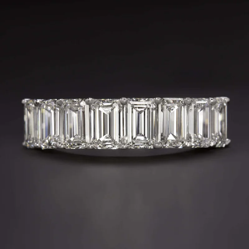 affordable engagement rings for women-3.20ct EMERALD CUT DIAMOND WEDDING BAND HALF ETERNITY RING WHITE GOLD BAGUETTE