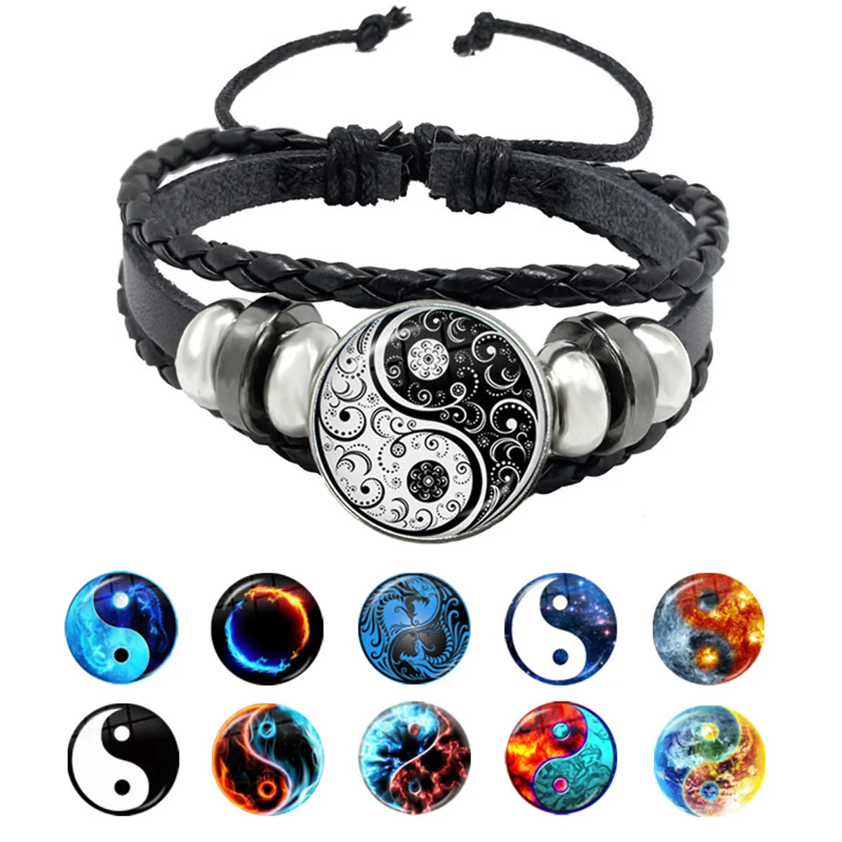 luxury charm bracelets for women-1 Piece Retro Gossip Geometric Pu Leather Unisex Bracelets