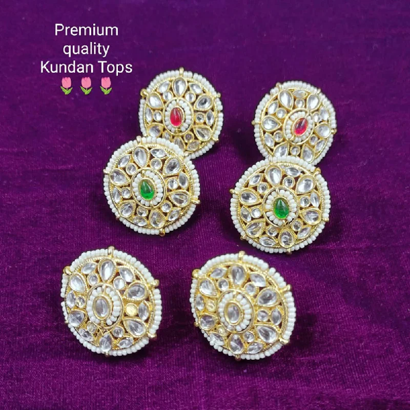 long chandelier earrings for women-Manisha Jewellery Gold Plated Kundan Stud Earrings