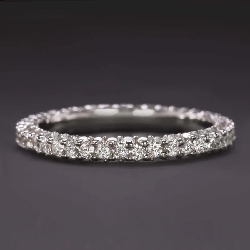 cushion engagement rings for women-1.4ct VERY GOOD CUT DIAMOND WEDDING BAND THREE SIDED ETERNITY RING ROUND NATURAL