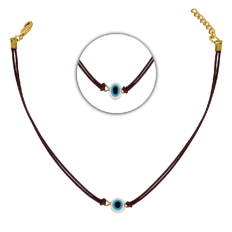 elegant necklaces for women-Mahi Gold Plated Evil Eye Adjustable Rope Necklace for Women (PS1101862G)