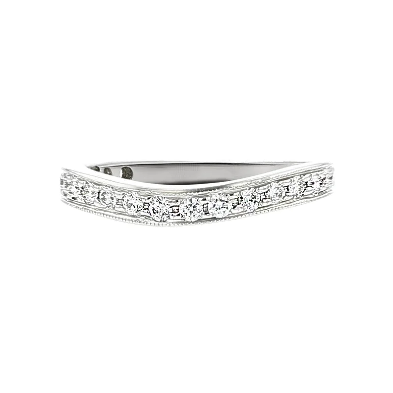 multi-stone diamond engagement rings for women-Palladium Diamond Curved Stackable Wedding Band