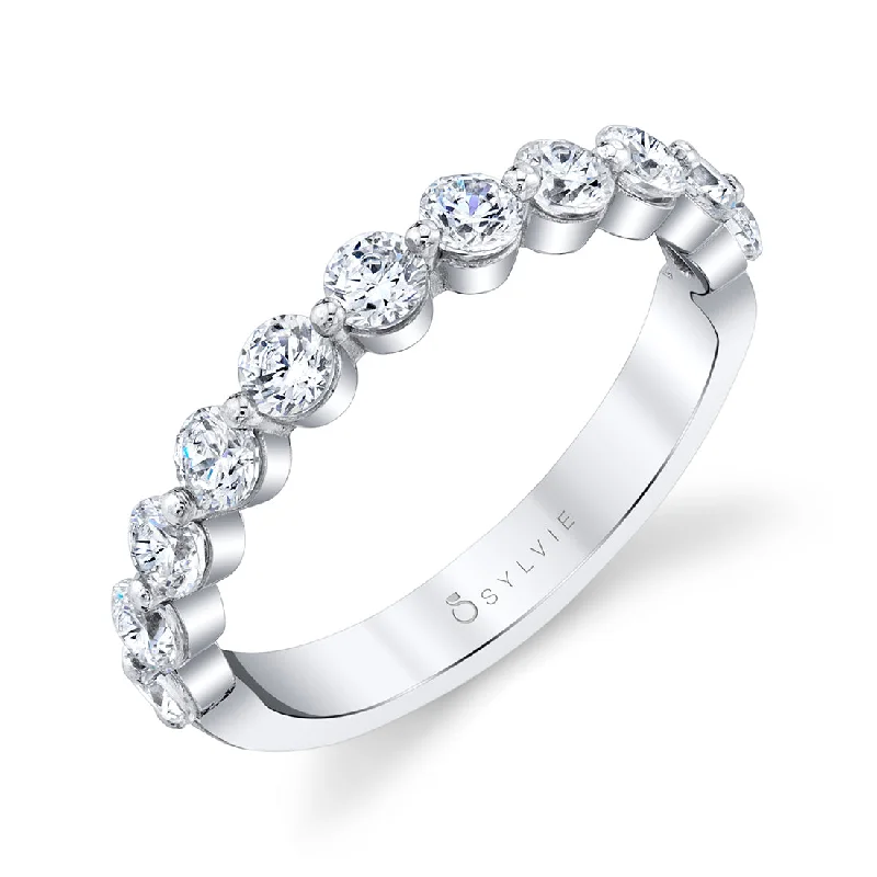 stackable diamond engagement rings for women-Sylvie Stackable Wedding Band B1P11-100