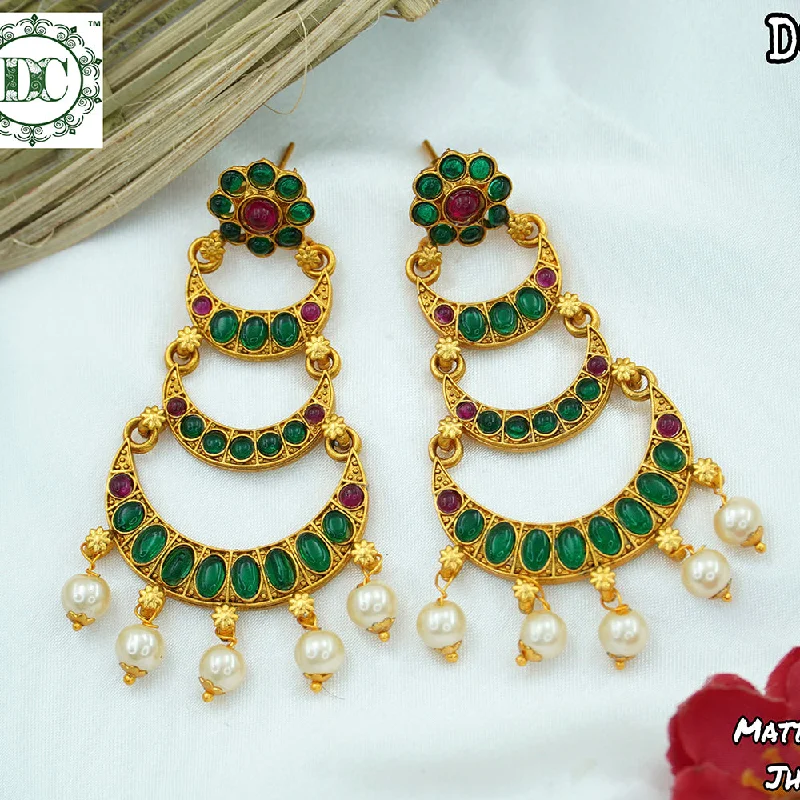 multi-layer earrings for women-Diksha Collection Gold Plated  Dangler Earrings