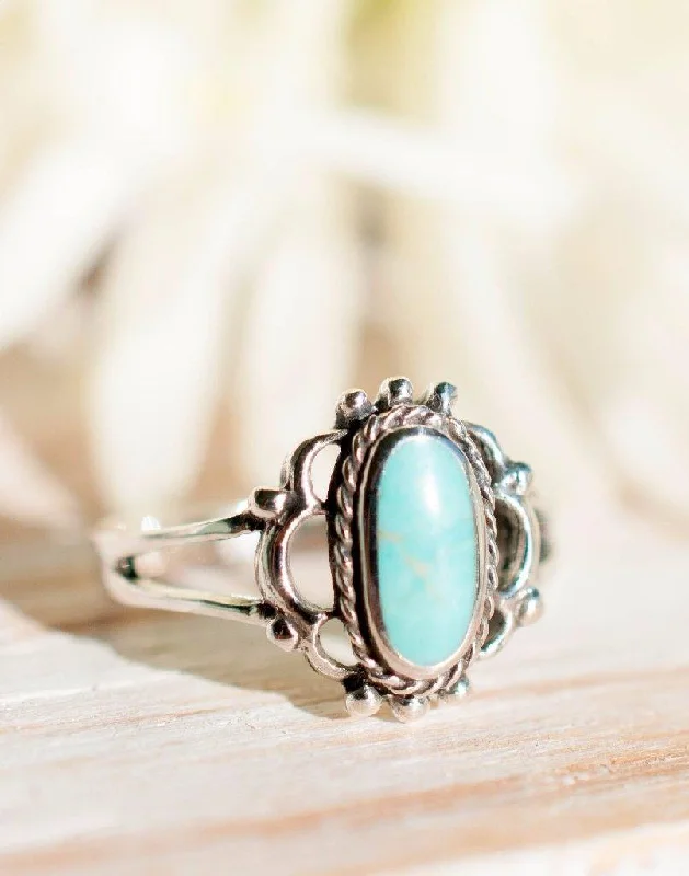 white gold rings for women-Babi Turquoise Ring ~Sterling Silver 925~SMR014