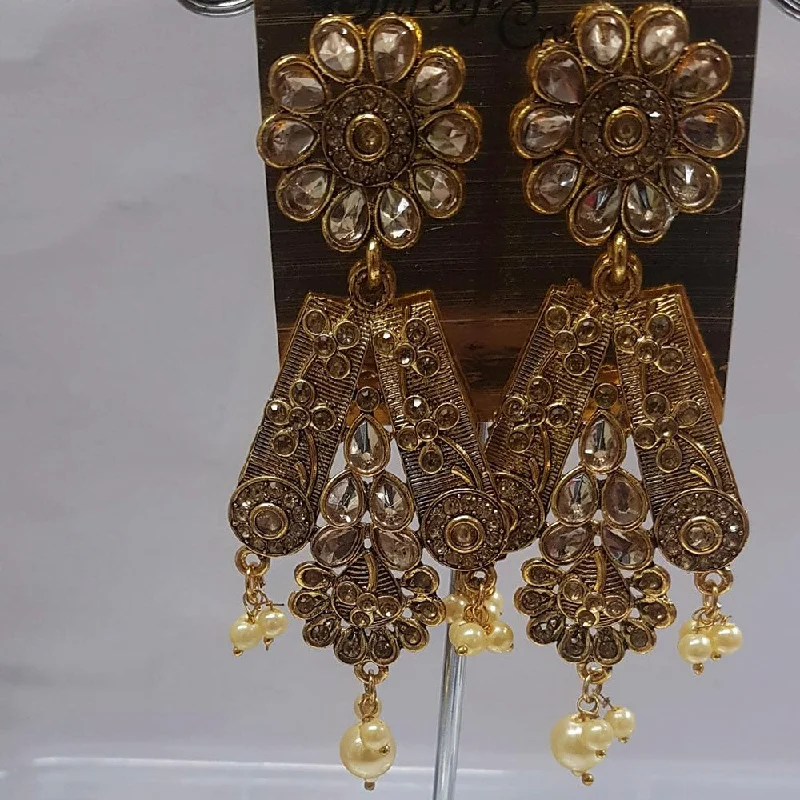 silver dangly earrings for women-Shreeji Austrian Stone Gold Plated Dangler Earrings-ShreejiEar03