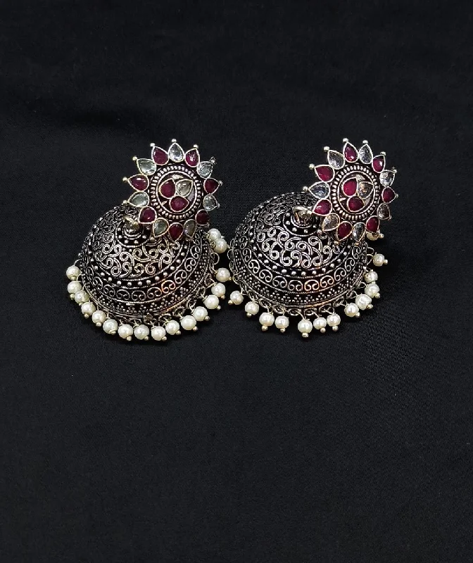 zirconia earrings for women-Manisha Jewellery Oxidised Plated Jhumki Earrings