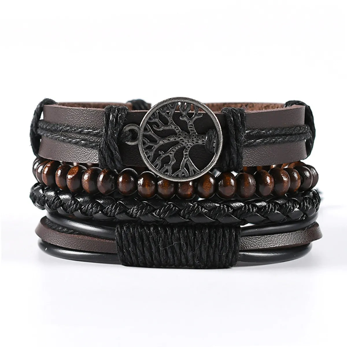 trendy bracelets for women-Retro Geometric Pu Leather Knitting Unisex Bracelets