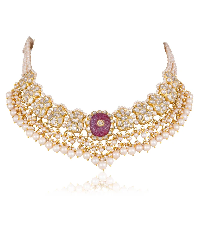 dainty gold necklaces for women-Dhruva Polki Necklace