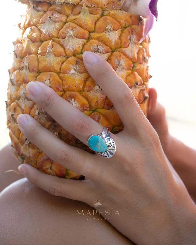 chic rings for women-Jand Ring ~ Turquoise ~ Sterling Silver 925 ~ SMR172