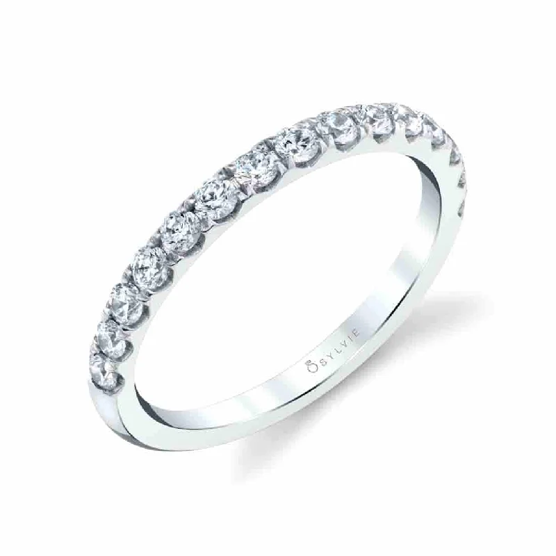 diamond band engagement rings for women-Sylvie Classic Thick Wedding Band BS1860