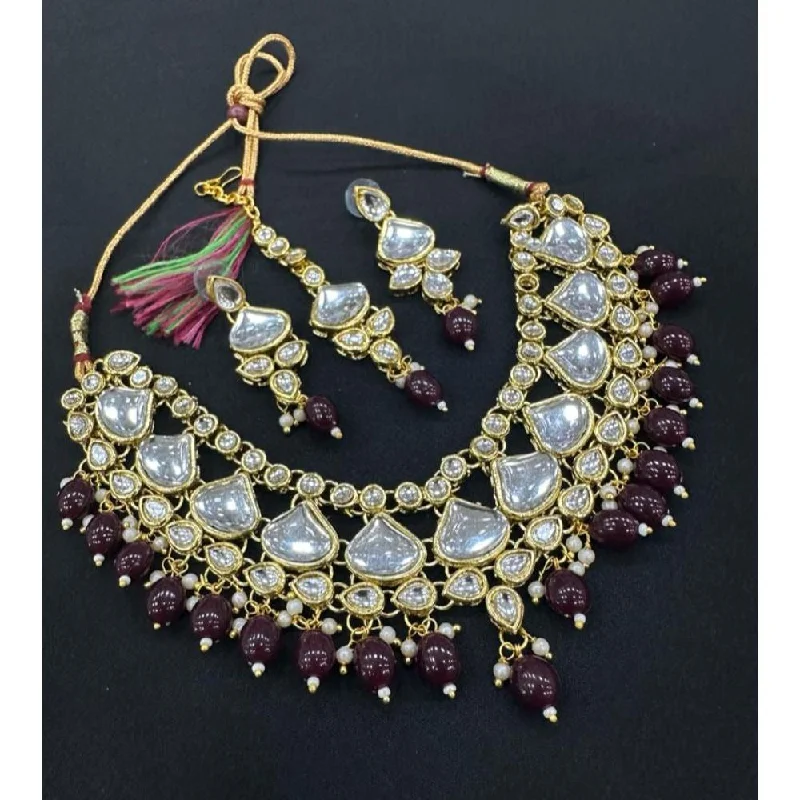 pearl strand necklaces for women-Akruti Collection Gold Plated Kundan Necklace Set