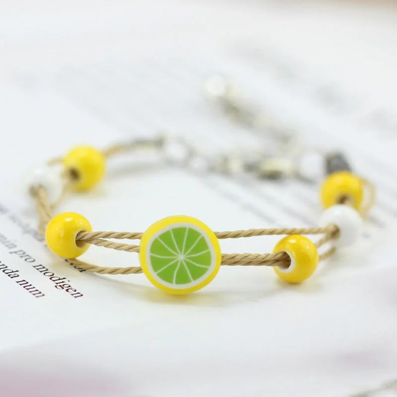 Ceramic Polymer Clay Carrying Strap Green Lemon (1Pcs)